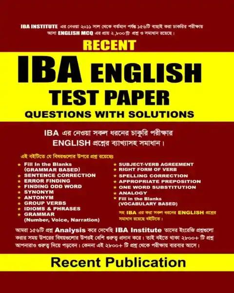 Recent IBA English Test Paper Questions with Solutions